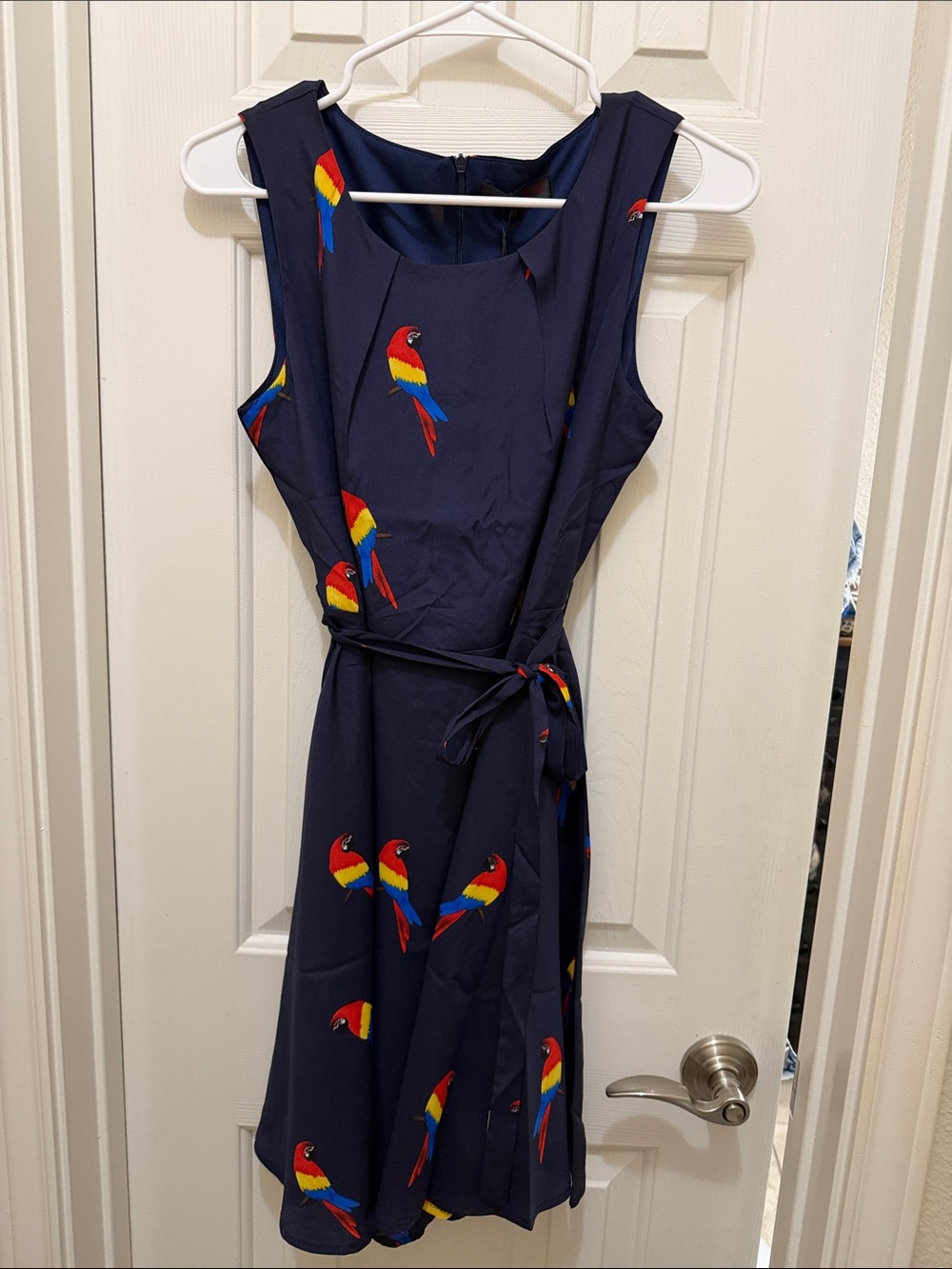 SM Wardrobe Parrot Dress A line in Navy . NEW with Tags